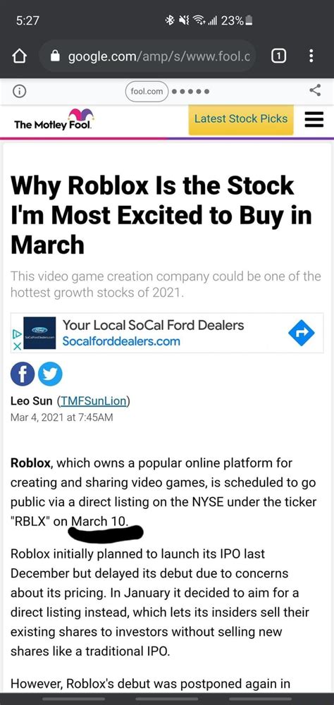 Ll 23 Foolcom Latest Stock Picks The Motley Fool Why Roblox Is The