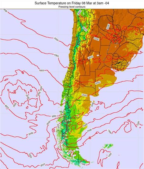 Chile Surface Temperature On Saturday 18 Sep At 9pm Clt