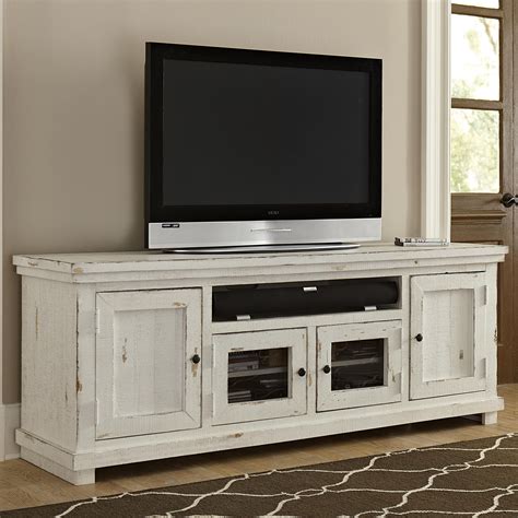 Distressed White 3 Piece Rustic Entertainment Center Willow Rc