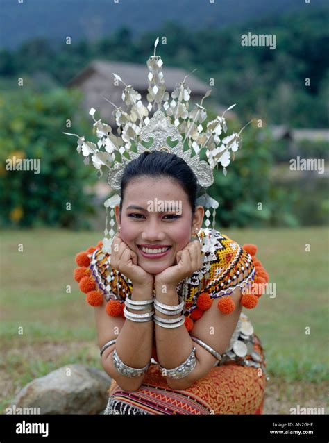 Sarawak Cultural Village Iban Woman Dressed In Traditional Costume Sarawak Malaysia Stock