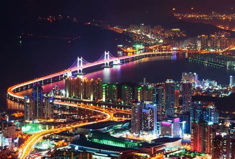 Gwangan Bridge And Haeundae At Night In Busan Korea Best Countries To
