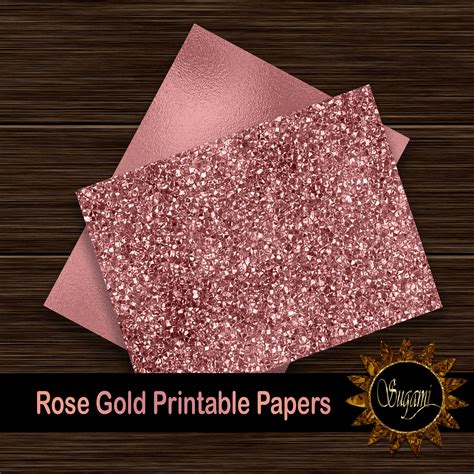 Rose Gold Candy Chunky Glitter Paper Pack With Foil Digital Etsy