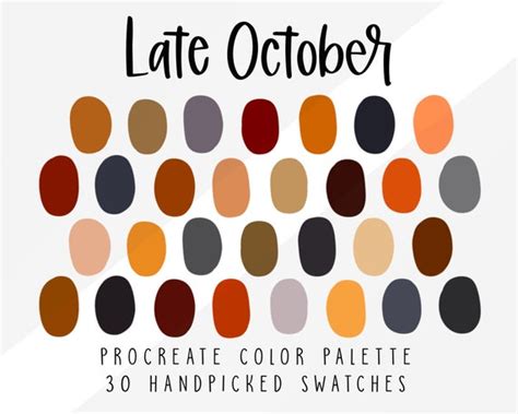 October Fall Procreate Color Palette Procreate Palette Tool Etsy
