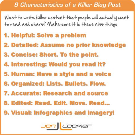 9 Characteristics Of A Killer Blog Post Infographic Jon Loomer Digital