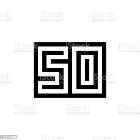 Number 50 Icon Design With Black And White Background Stock