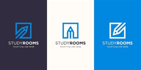 Premium Vector Study Room Pencil Combined With Square Line Art Style