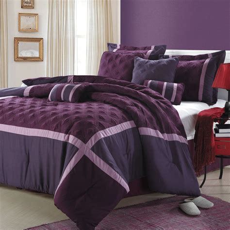 8 piece raquel turquoise/purple comforter set | nevaeh's bedroom. Plum and Gray Comforter Set | Comforter sets, Purple ...