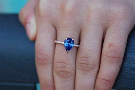 Blue Sapphire Pear Shaped Engagement Rings Dorian Floating Pear