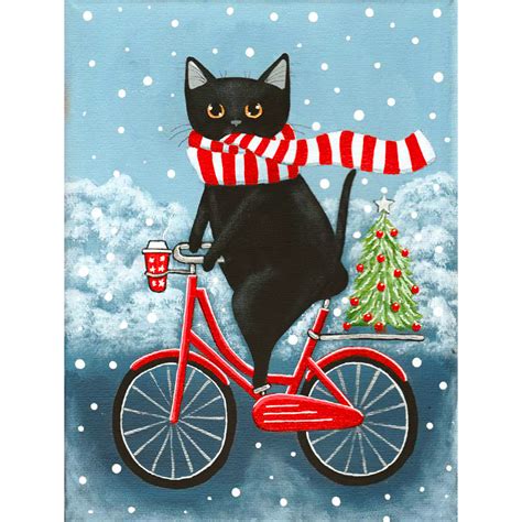 Christmas Tree And Bike Cat 5d Diamond Painting