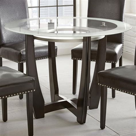 Steve Silver Verano Contemporary 45 Round Glass Top Dining Table Standard Furniture Dining