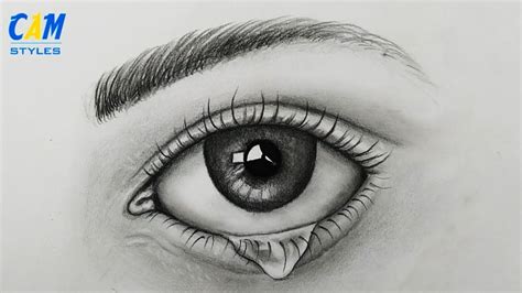 How To Draw A Realistic Eye With Teardrop Youtube