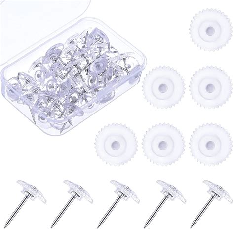 Bomutovy 100pcs Clear Thumb Tacks For Wall Hangings Plastic And Gear Push