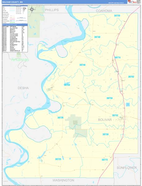 Bolivar County Ms Zip Code Maps Basic