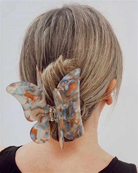Iridescent Butterfly Jumbo Claw Clip Banded