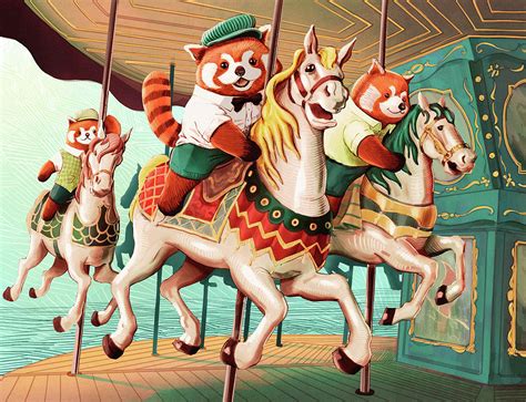 Red Pandas In A Carousel Digital Art By Homero Samayoa Pixels