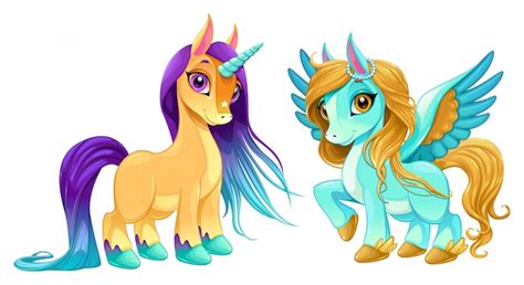 Baby Unicorn And Pegasus With Cute Eyes Vector Premium Download