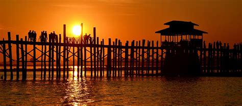 Hd Wallpaper Silhouette Photo Of Wooden Dock With Hut At Golden Hour