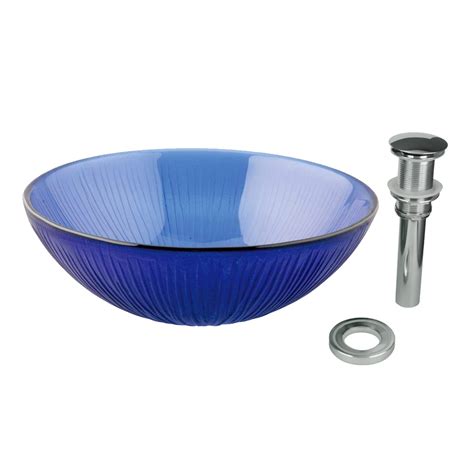 Tempered Glass Sink With Drain Frosted Blue Icicle Glass Bowl Sink Textured