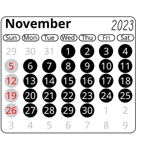 Simple Minimalist Table Circle November 2023 Calendar November 2023