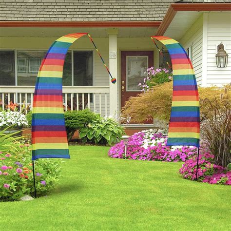 Qsum Rainbow Feather Flag And Pole Kit Garden Banner Or Yard Decorations