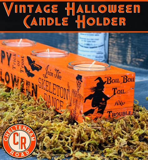 Vintage Halloween Candle Holder Tutorial With Image Transfer By