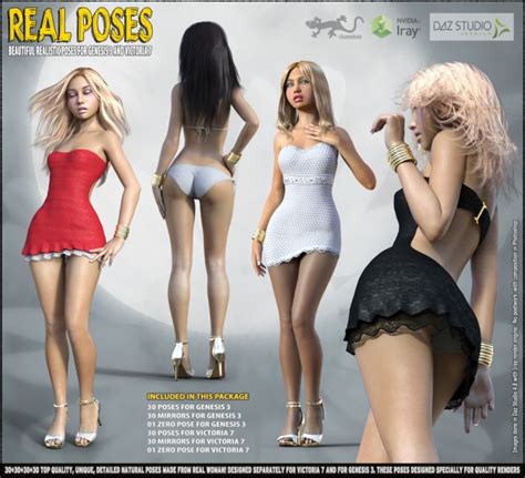 Real Poses For G3 And V7 3d Models For Daz Studio And Poser