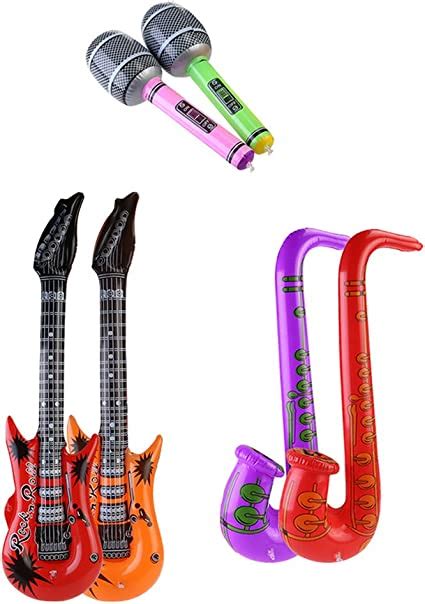 Toyvian Inflatable Rock Star Toy Set Guitar And Saxophone And