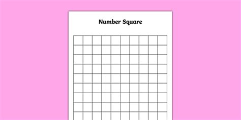Blank 100 Hundred Number Square Teacher Made