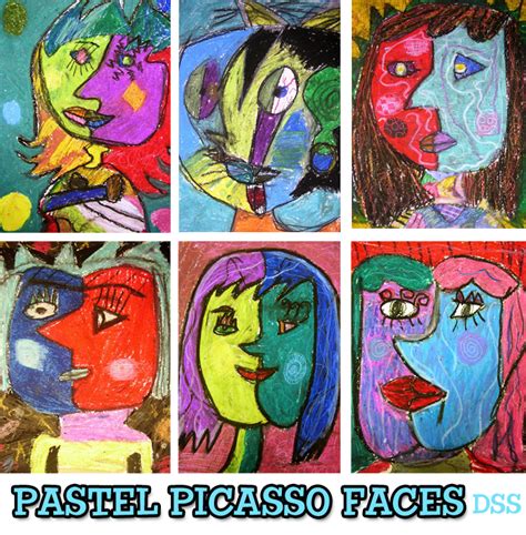 Oil Pastel Picasso Faces Art Lesson Deep Space Sparkle