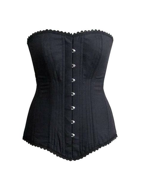 Authentic Vintage Cotton Overbust Corset Black Or White Steel Boned Corsettery Authentic