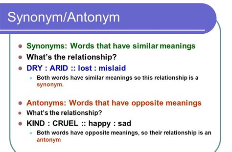 Word Relationships Antonyms And Synonyms Worksheet - Worksheet List