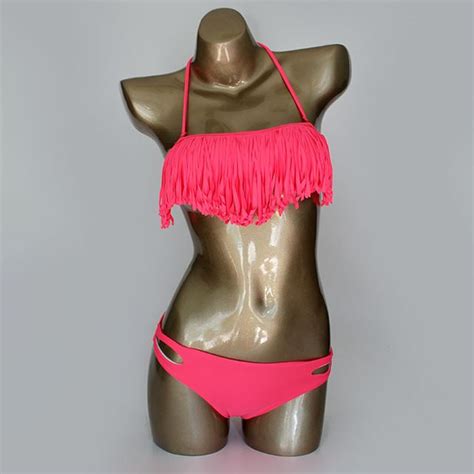 Hot Tassel Swimwear Bikini Set Women Swimsuit Bandeau Bikini Fringe Biquini Brazilian Bathing