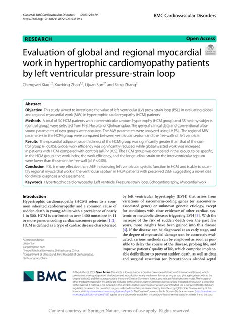 Pdf Evaluation Of Global And Regional Myocardial Work In Hypertrophic