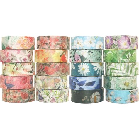 yubbaex 20 rolls spring flowers washi tape set masking decorative tapes arts