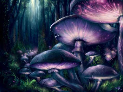 Download Tree Purple Mushroom Fantasy Forest Wallpaper By Leo De Wijs