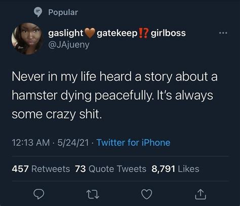 Never In My Life Heard A Story About A Hamster Dying Peacefully Its