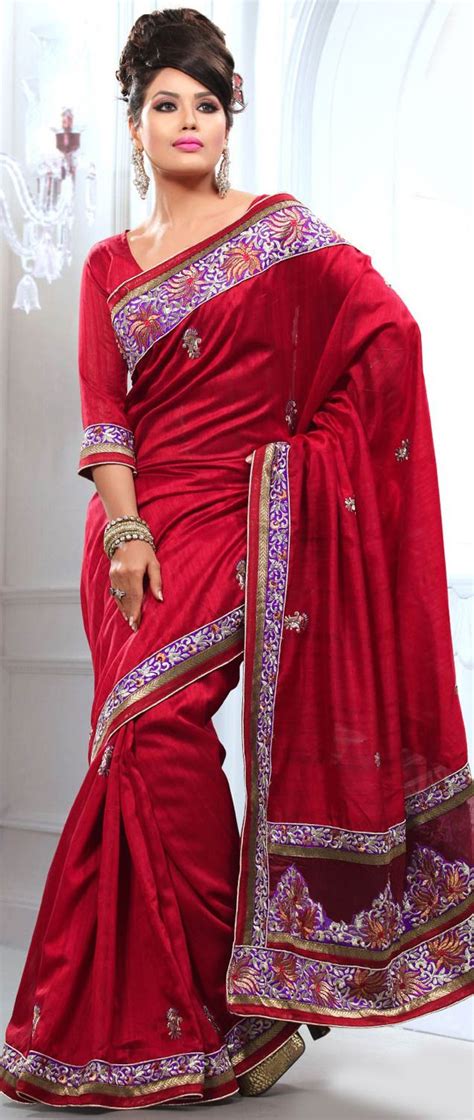 Red Bhagalpuri Silk Saree With Blouse Bridal Sarees Online Indian