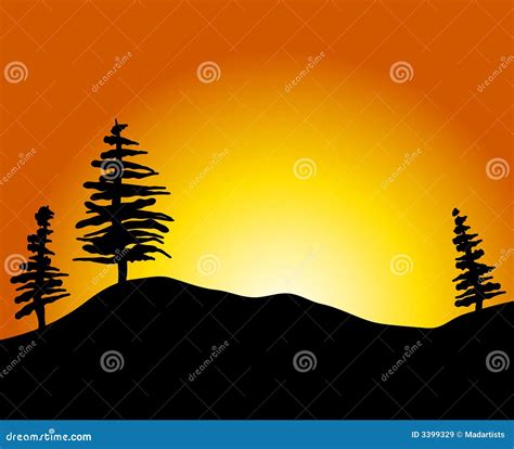 Simple Sunset With Trees Hill Royalty Free Stock Images Image 3399329