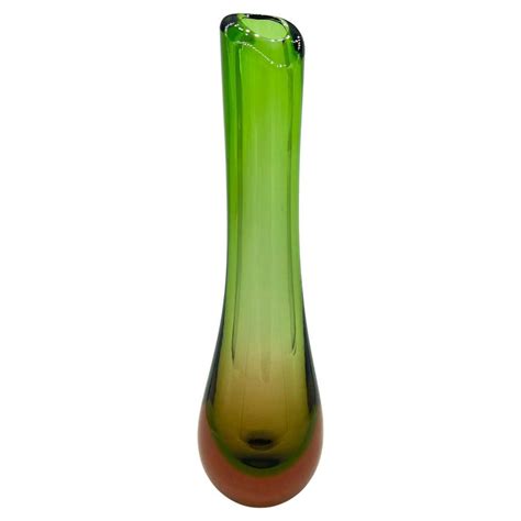 Vintage Midcentury Green Venetian Murano Sommerso Glass Vase Circa 1970 At 1stdibs Vintage