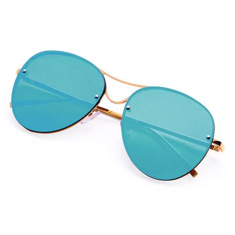 Shein Sheinside Rimless Double Bridge Aviator Sunglasses 205 Uah Liked On Polyvore Featuring