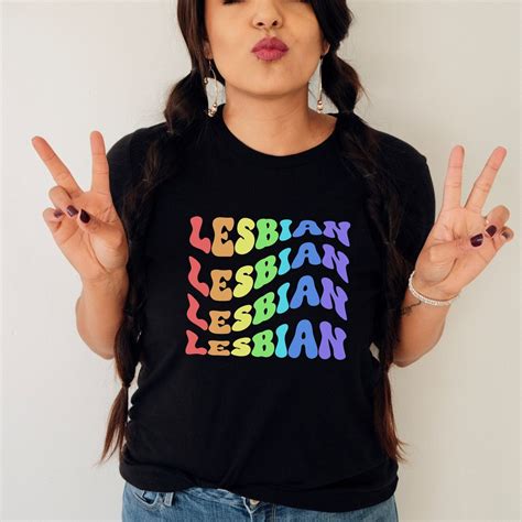 Lesbian Wavy T Shirt Queer Rainbow Shirt Pride Month Etsy