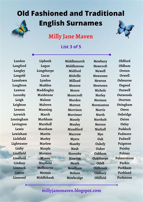 old fashioned and traditional english surnames list 3 of 5 english surnames last names for