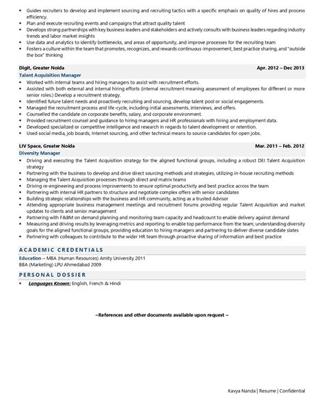 Talent Acquisition Manager Resume Examples And Template With Job Winning