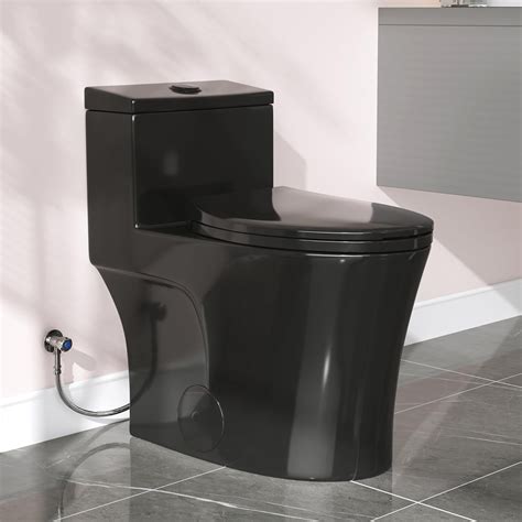 Horow T0338b Black One Piece Toilet With Dual Flush Elongated