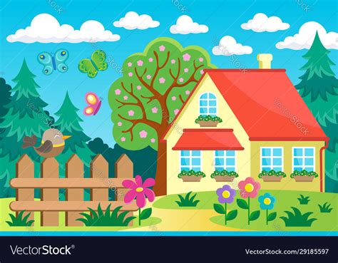 Garden And House Theme Background 1 Royalty Free Vector