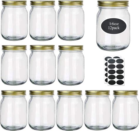 Mason Jars Oz Glass Jars With Lids Pint Canning Jars For Meal Prep