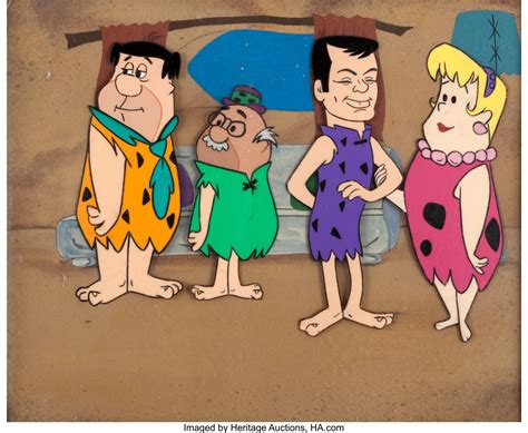 The Flintstones Stony Curtis Production Cel Setup With Painted Lot