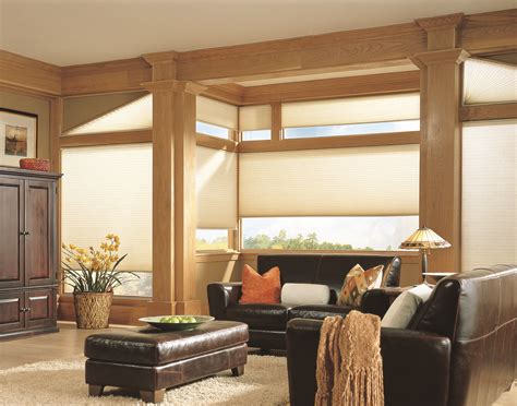 Raise and lower the shade as needed for light control and privacy with a pull cord. Love this look! | Cellular shades, Honeycomb shades, Bay ...