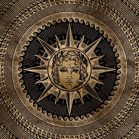 We hope you enjoy our growing collection of hd images to use as a background or home screen for your smartphone or computer. Golden Apollo Sun God on Greek Key Ornament Art Print by Nartissima - X-Small in 2020 | Greek ...