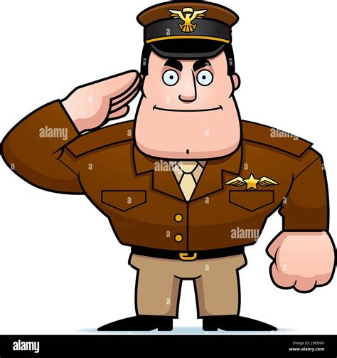 An Illustration Of A Cartoon Military Captain Saluting Stock Vector